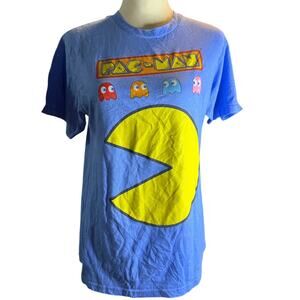 Pac-Man 80s Retro Arcade Game Graphic Tee, Blue, Unisex Size Medium